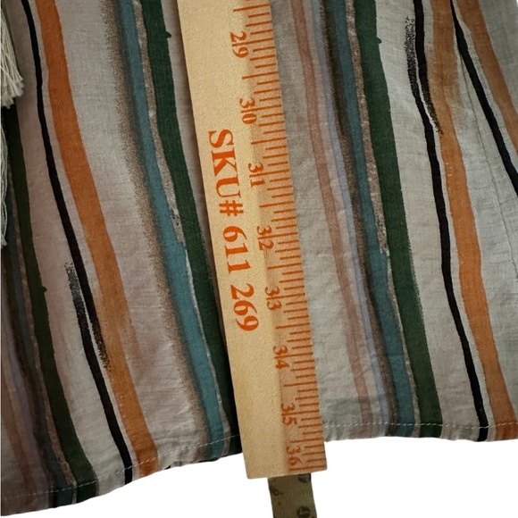 The Korner Sleeveless Stripe Shirt Dress Women’s L Beige Green Button Front NWT - Picture 4 of 8